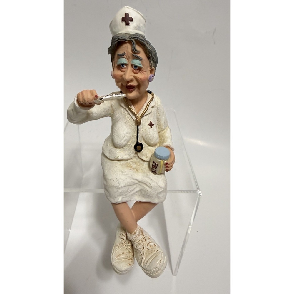 Russ Berrie, Sue-Lynn - Sitting Nurse w/ thermometer Doug Harris, Funny  #24457